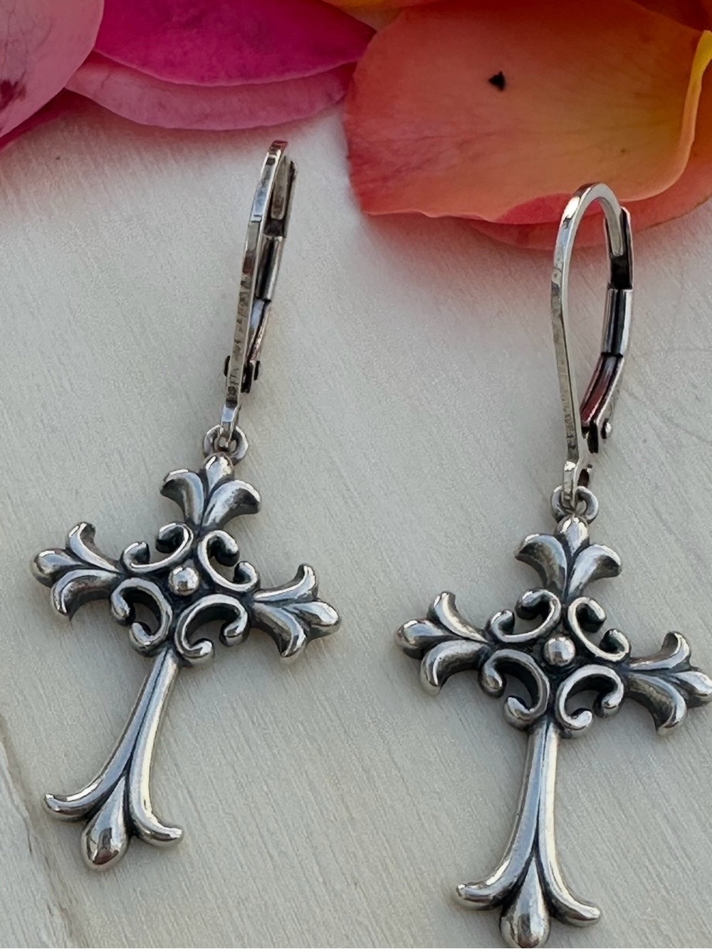Sterling silver 925 cross earrings